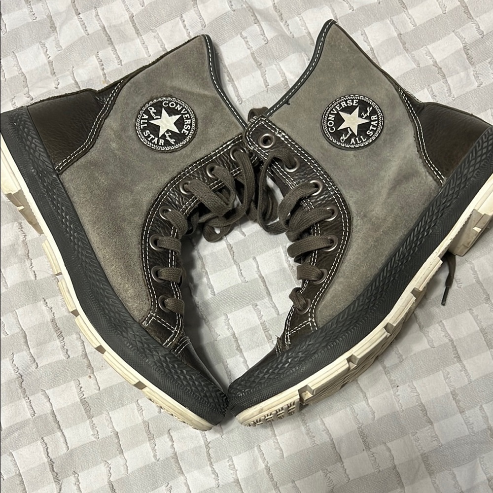 Converse High-Top Sneaker Boot in Gray and Dark Brown